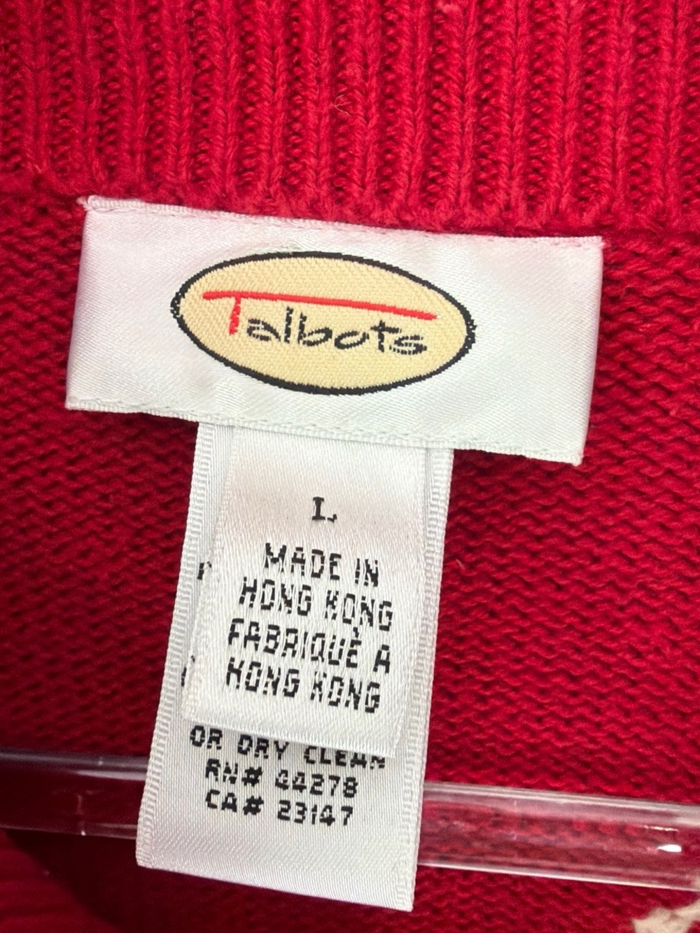 Talbots Red Zip-Up Sweater with Cream Polar Bear Appliqués - Picture 2 of 5